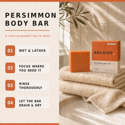 ABLUVO Persimmon Body Cleansing Bar routine