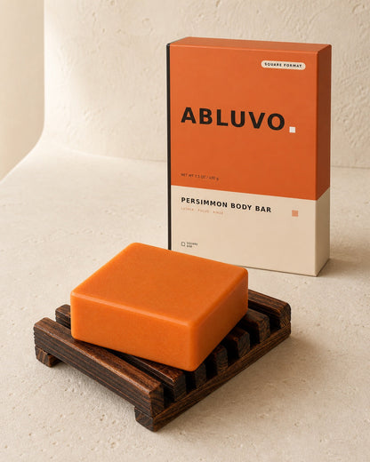 One ABLUVO Persimmon Body Cleansing Bar with packaging