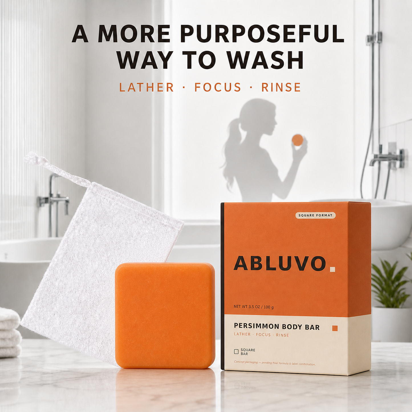 ABLUVO Persimmon Body Cleansing Bar — 3-Bar Set